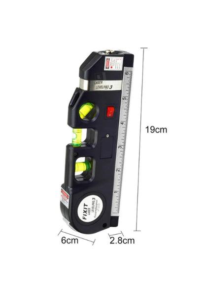 3-in-1 Laser Level Pro with Built-in Laser, Bubble Level & 8ft Measuring Tape